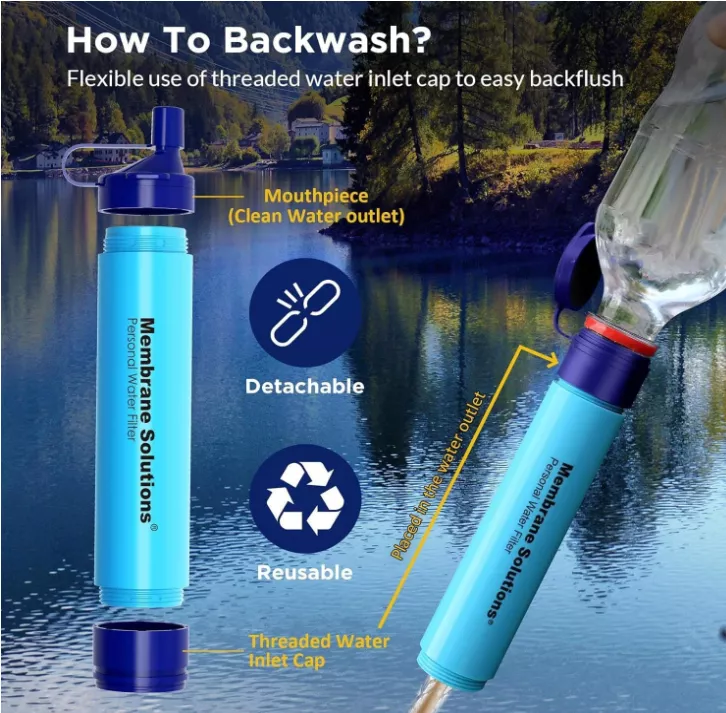 Filtro de Agua Supervivencia, portátil antibacteriano