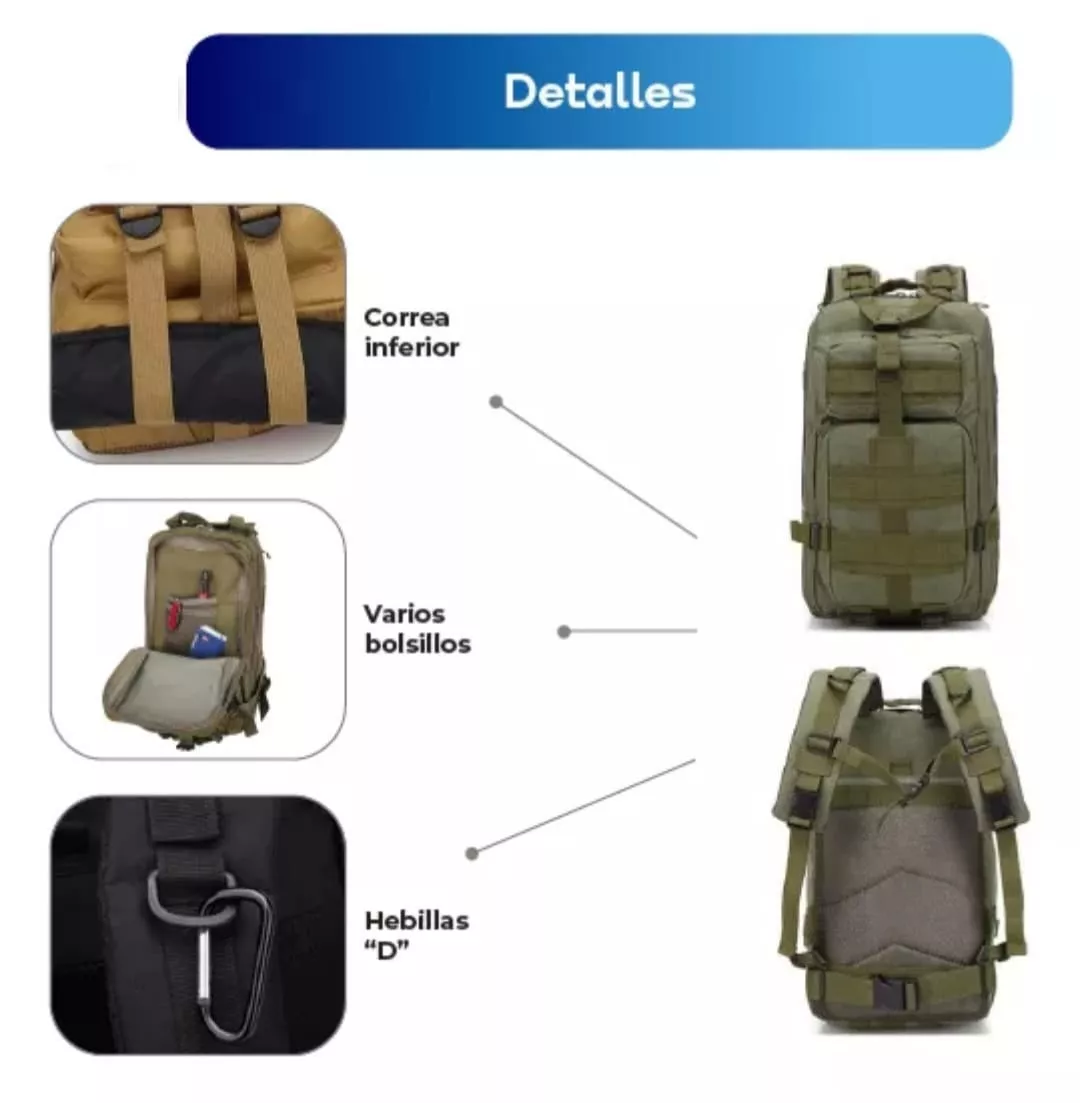 Mochila Táctica Militar Portátil Multiusos coyote